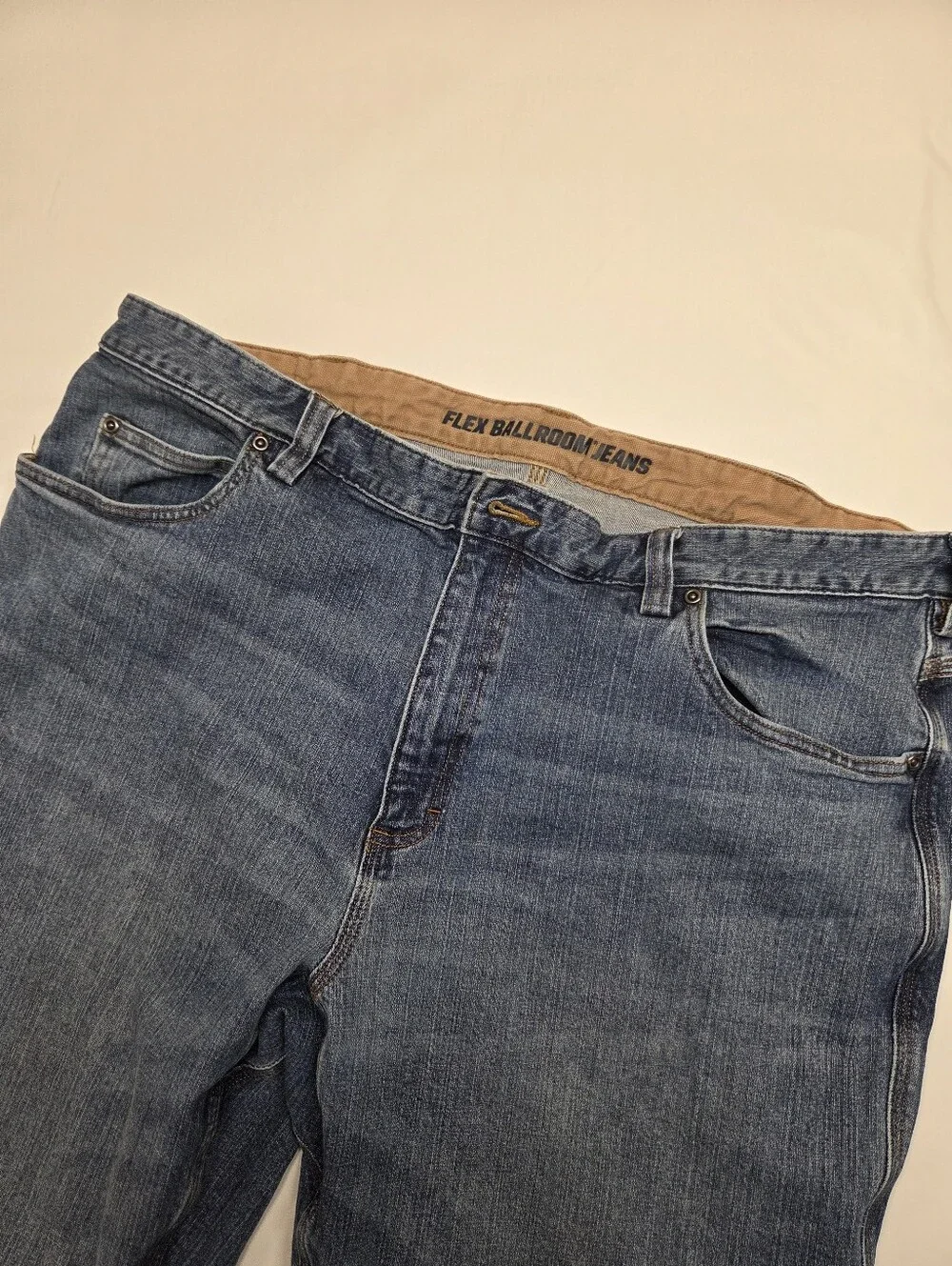 Duluth Trading Flex Ballroom Jeans Mens 42x28 Relaxed Fit Blue Denim